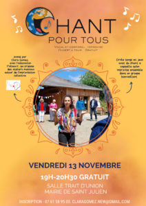 Chant pour toustes à Saint Julien animé par Clara Gomez